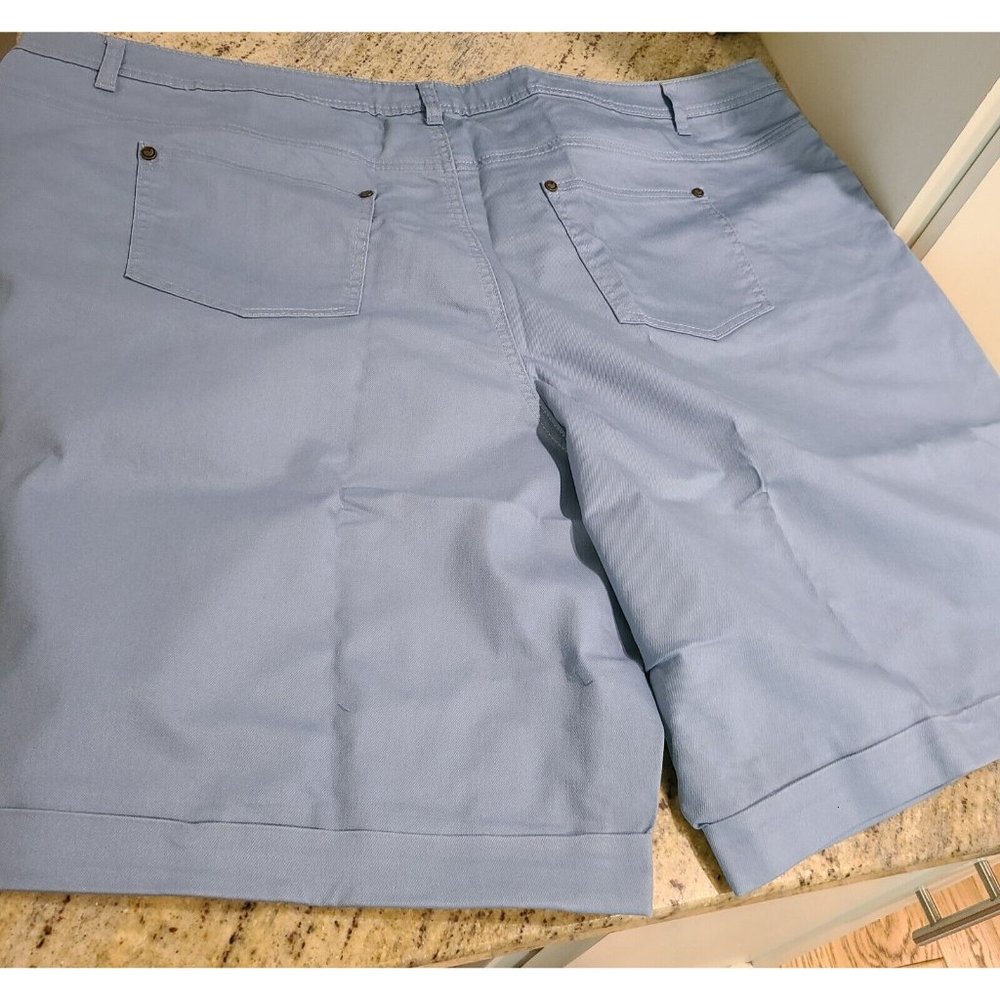 New! WOMAN WITHIN Size 32W Blue Cuffed Stretch Shorts Waist 51 Inseam 11 - Picture 6 of 10